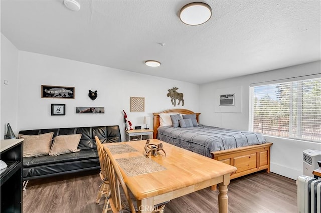 33645 Kobe Rd, Agua Dulce, CA 91390 - bedroom with radiator, wood finished floors, a textured ceiling, and baseboards