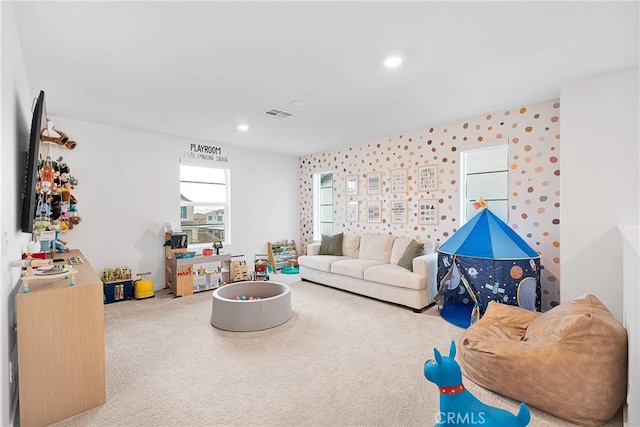 16708 Yarrow Ln, Fontana, CA 92336 - carpeted living area featuring recessed lighting