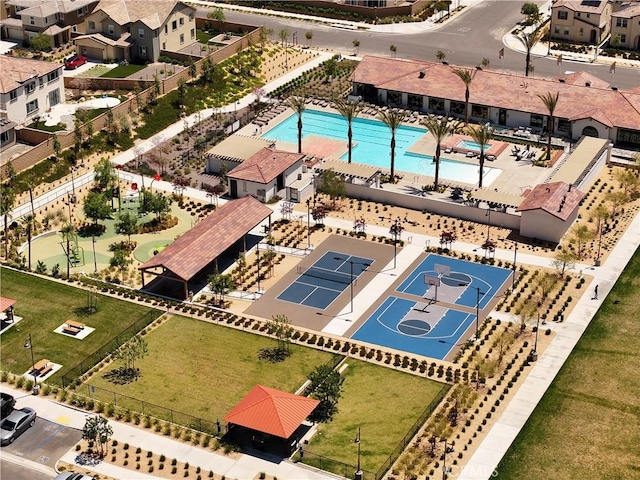 16708 Yarrow Ln, Fontana, CA 92336 - aerial view of a pool area