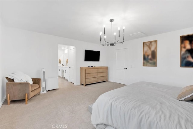 16708 Yarrow Ln, Fontana, CA 92336 - bedroom featuring a chandelier and light carpet