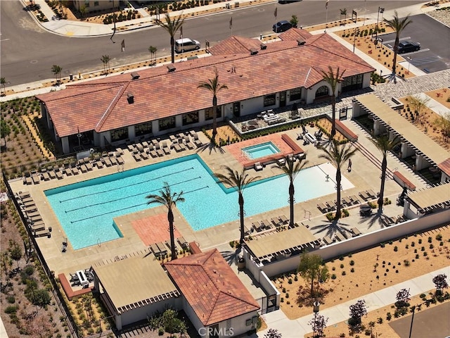 16708 Yarrow Ln, Fontana, CA 92336 - view from above of property with a pool