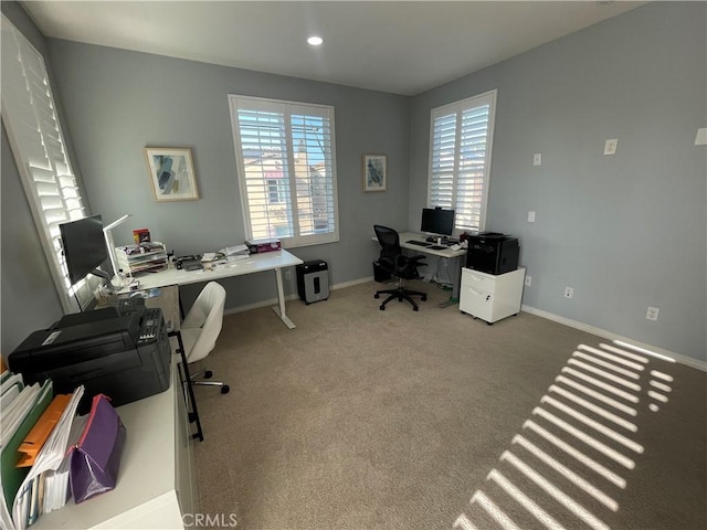 320 E Costera Ct, Placentia, CA 92870 - office area with baseboards, carpet floors, and recessed lighting