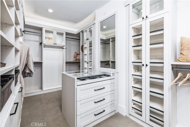 walk in closet with carpet floors