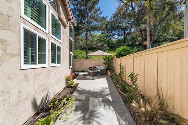 1225 Via Presa, San Clemente, CA 92672 - view of patio featuring an outdoor hangout area and a fenced backyard