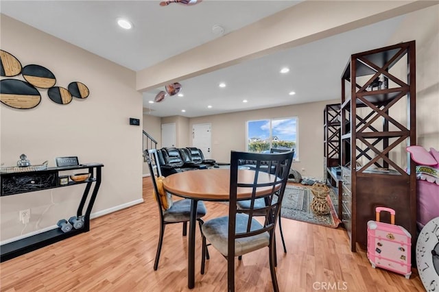 3862 Pimlico Dr, Pleasanton, CA 94588 - dining room with wood finished floors, stairway, recessed lighting, and baseboards