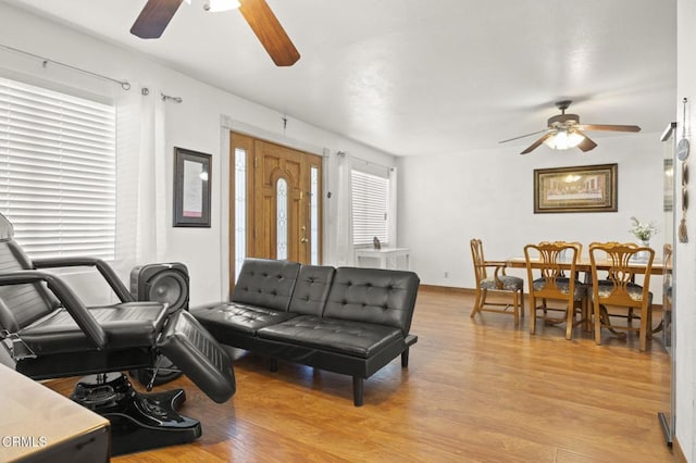 320 D St, Fillmore, CA 93015 - living room with ceiling fan and light wood-style flooring