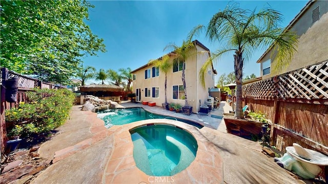 29456 Green Side Ct, Murrieta, CA 92563 - view of pool featuring a fenced backyard, a patio, and a pool with connected hot tub