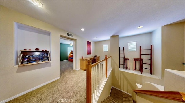 29456 Green Side Ct, Murrieta, CA 92563 - corridor featuring an upstairs landing, carpet flooring, baseboards, and recessed lighting