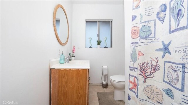 4536 N Irwindale Ave, Covina, CA 91722 - full bathroom with toilet, tile patterned flooring, vanity, and curtained shower