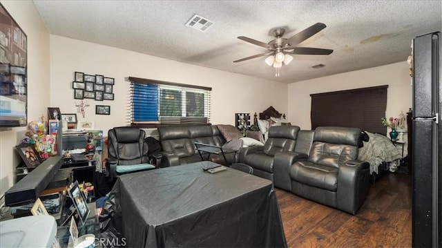4536 N Irwindale Ave, Covina, CA 91722 - home theater with a ceiling fan, wood finished floors, and a textured ceiling