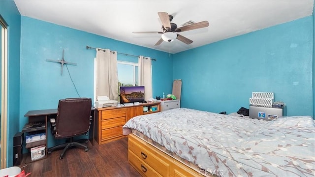 4536 N Irwindale Ave, Covina, CA 91722 - bedroom featuring dark wood finished floors and a ceiling fan
