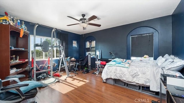 4536 N Irwindale Ave, Covina, CA 91722 - bedroom with wood finished floors and a ceiling fan