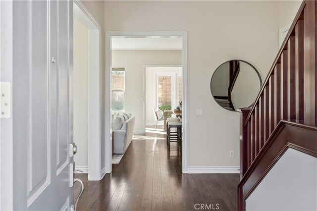 51 Carrington, Irvine, CA 92620 - entryway with stairs and dark wood-type flooring