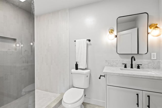 5740 Daffodil Ln, San Diego, CA 92120 - bathroom with toilet, walk in shower, vanity, and tile patterned flooring