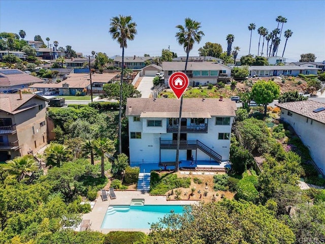 5740 Daffodil Ln, San Diego, CA 92120 - aerial view of residential area featuring a pool area