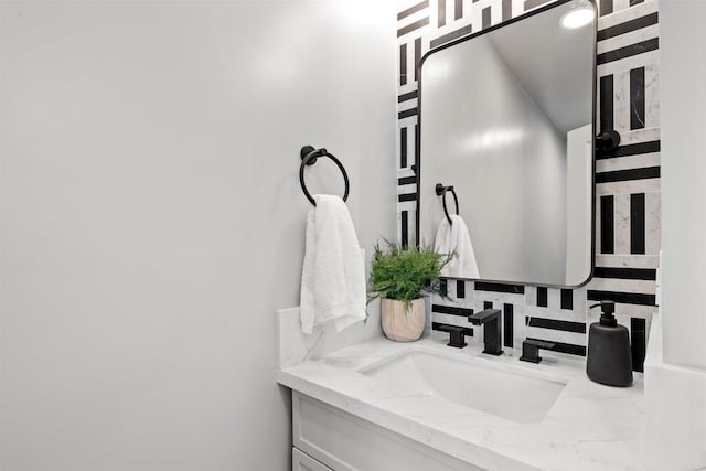 5740 Daffodil Ln, San Diego, CA 92120 - bathroom featuring decorative backsplash and vanity