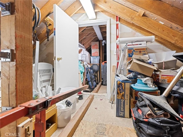 view of unfinished attic