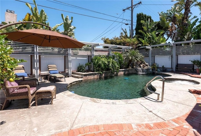 view of pool with a fenced backyard and a patio area