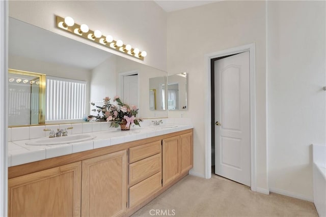 19115 Seneca, Apple Valley, CA 92307 - full bath with double vanity, baseboards, and a tub