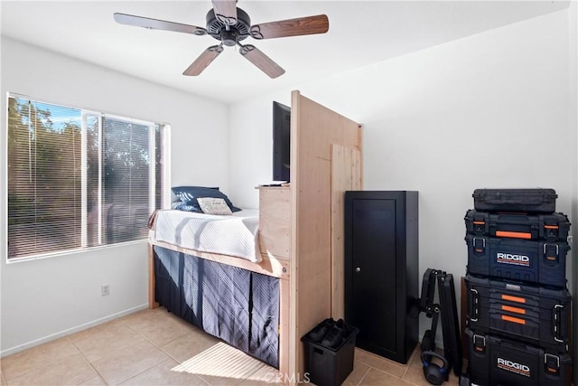 35475 Calendula Cir, Winchester, CA 92596 - bedroom featuring light tile patterned floors, ceiling fan, and baseboards