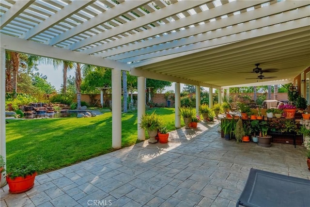 35475 Calendula Cir, Winchester, CA 92596 - view of patio with ceiling fan and a pergola