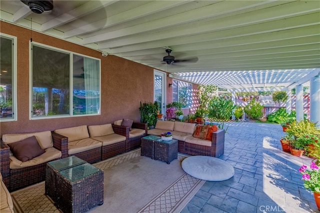 35475 Calendula Cir, Winchester, CA 92596 - view of patio / terrace with a ceiling fan and an outdoor hangout area