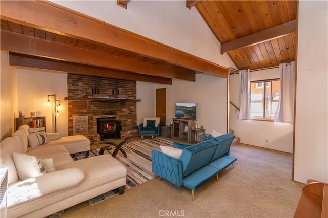 615 Elysian Blvd, Big Bear City, CA 92314 - carpeted living area featuring a wood stove and wood ceiling