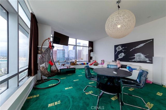 rec room featuring carpet flooring