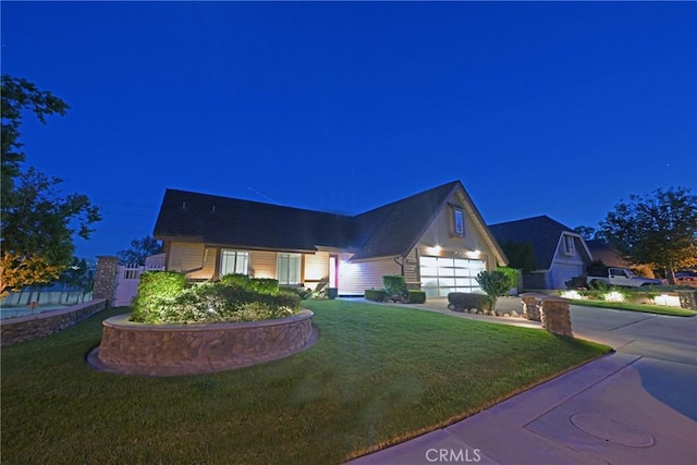20720 Cottonwood Rd, Yorba Linda, CA 92887 - view of front of house with driveway, a yard, and an attached garage