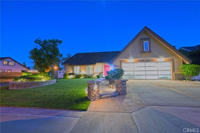 20720 Cottonwood Rd, Yorba Linda, CA 92887 - view of front of home featuring concrete driveway, a front lawn, and a garage
