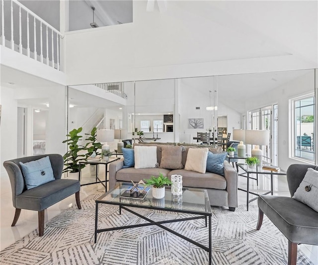 20720 Cottonwood Rd, Yorba Linda, CA 92887 - living area with high vaulted ceiling and beamed ceiling