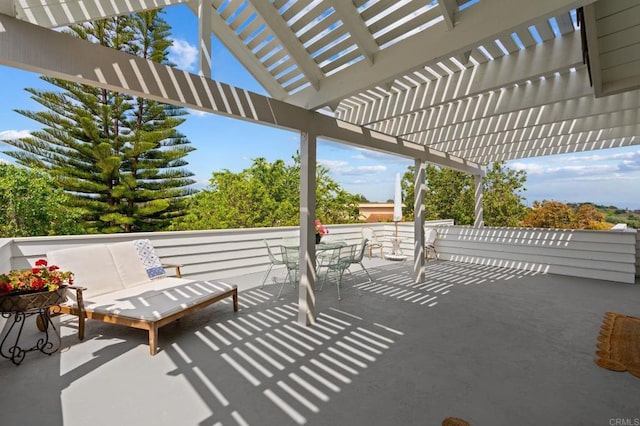view of patio featuring a pergola
