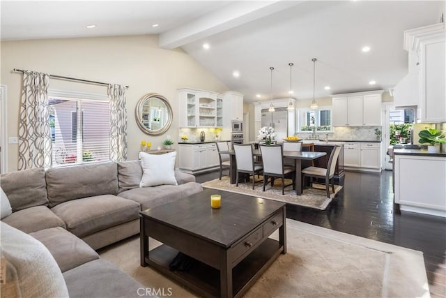 2808 Oak Ave, Manhattan Beach, CA 90266 - living room featuring dark wood-style flooring and recessed lighting