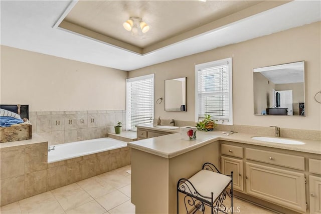 25572 Saltwater Dr, Dana Point, CA 92629 - bathroom with vanity, a bath, and tile patterned floors