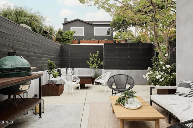 3826 Clayton Ave, Los Angeles, CA 90027 - view of patio / terrace featuring a fenced backyard and an outdoor hangout area
