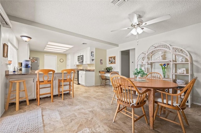 54955 Benecia Trl, Yucca Valley, CA 92284 - dining space featuring a ceiling fan and a textured ceiling
