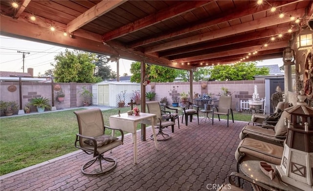 12653 Vandemere St, Lakewood, CA 90715 - view of patio featuring a storage shed and an outbuilding