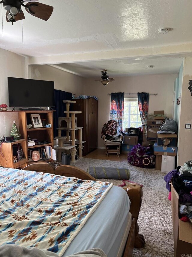 2466 Lupine Dr, Campo, CA 91906 - carpeted bedroom with a ceiling fan