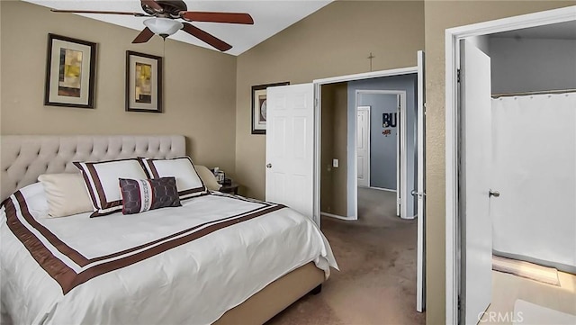 16285 Barbee St, Fontana, CA 92336 - bedroom with carpet, vaulted ceiling, and ceiling fan