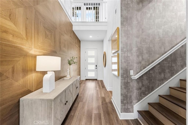 27 Alessio, Lake Forest, CA 92630 - entrance foyer featuring wood finished floors, stairway, and healthy amount of natural light