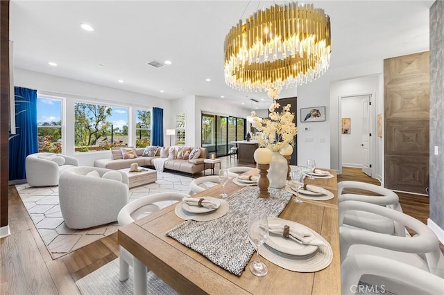 27 Alessio, Lake Forest, CA 92630 - dining room with a chandelier, wood finished floors, and recessed lighting