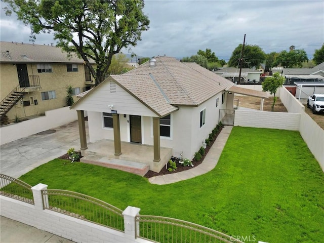 3882 Taft St, Riverside, CA 92503 - view of front of property featuring a shingled roof, stucco siding, a porch, and a gate