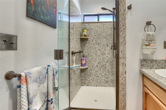 44800 Ahwahnee Acres Rd, Ahwahnee, CA 93601 - full bathroom featuring a stall shower and vanity
