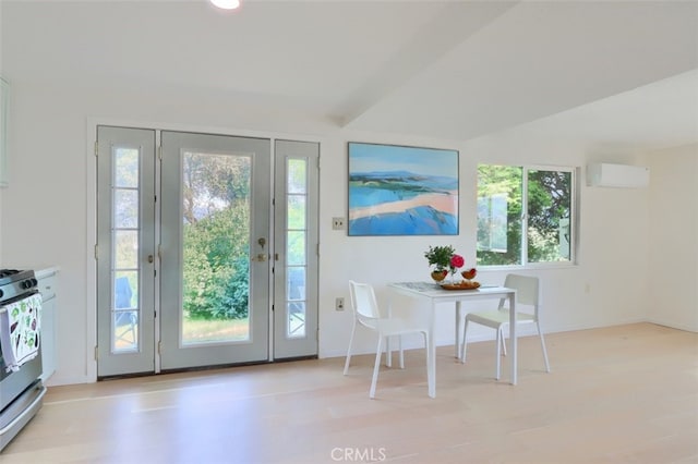 44800 Ahwahnee Acres Rd, Ahwahnee, CA 93601 - doorway with a wall mounted AC, wood finished floors, and recessed lighting