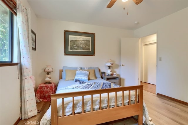 44800 Ahwahnee Acres Rd, Ahwahnee, CA 93601 - bedroom featuring wood finished floors, baseboards, and ceiling fan