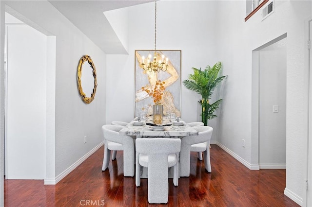 20815 E Rocky Point Ln, Walnut, CA 91789 - dining area with a chandelier, wood finished floors, and baseboards