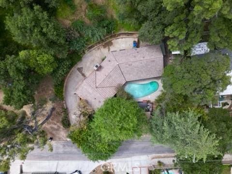 9656 Green Verdugo Dr, Shadow Hills, CA 91040 - aerial overview of property's location featuring a pool area