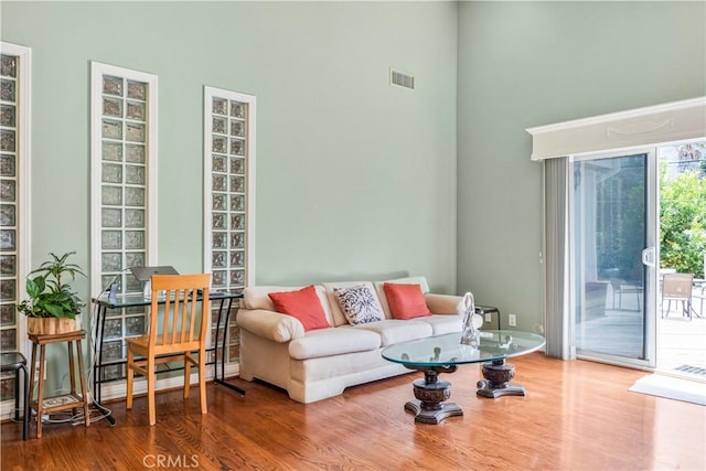 22532 Dolorosa St, Woodland Hills, CA 91367 - living area featuring a high ceiling and wood finished floors