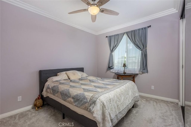 38550 Crossover Rd, Temecula, CA 92592 - bedroom with carpet floors, crown molding, baseboards, and a ceiling fan