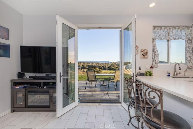 38550 Crossover Rd, Temecula, CA 92592 - doorway with a sink and recessed lighting